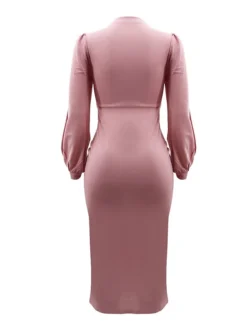 Women's Work Dress Sheath Dress Black Dress Fashion Midi Dress Ruched Crew Neck Long Sleeve Plain Slim Black Pink Red Fall Winter S M L XL -Party Prom Dresses Sales Store acpoyd1693214211173