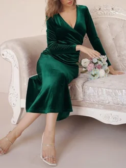 Women‘s Christmas Prom Dress Party Dress Velvet Dress Long Dress Maxi Dress Black Wine Dark Green Long Sleeve Pure Color Ruched Spring Fall Winter V Neck Fashion Winter Dress Birthday Evening Party 32 Women‘s Christmas Prom Dress Party Dress Velvet Dress Long Dress Maxi Dress Black Wine Dark Green Long Sleeve Pure Color Ruched Spring Fall Winter V Neck Fashion Winter Dress Birthday Evening Party -Party Prom Dresses Sales Store aemmpw1691402339081