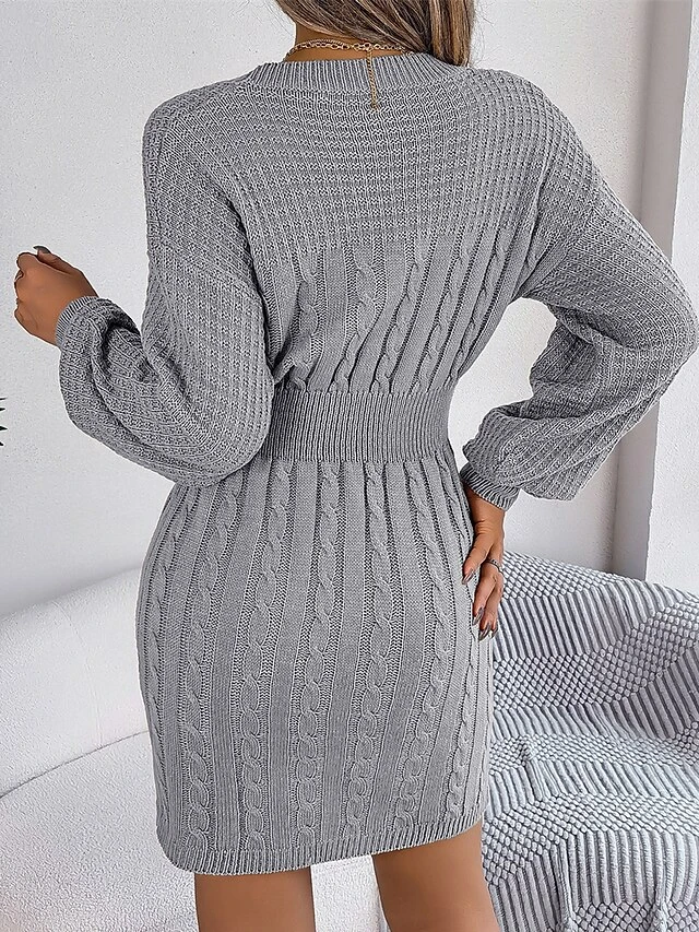 Women's Sweater Dress Jumper Dress Casual Dress Mini Dress Fashion Pure Color Outdoor Daily Going Out Crew Neck Long Sleeve Cut Out 2023 Loose Fit Wine Khaki Gray S M L 14 Women's Sweater Dress Jumper Dress Casual Dress Mini Dress Fashion Pure Color Outdoor Daily Going Out Crew Neck Long Sleeve Cut Out 2023 Loose Fit Wine Khaki Gray S M L - Image 14