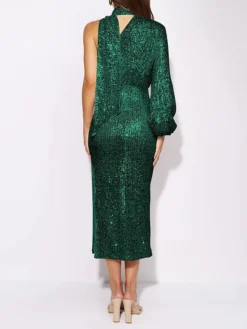 Women's Party Dress Sequin Dress Cocktail Dress Midi Dress Silver Black Champagne Long Sleeve Pure Color Sequins Fall Winter Autumn Halter Neck Fashion Wedding Guest Birthday Vacation 2023 S M L XL -Party Prom Dresses Sales Store affvty1696310372546