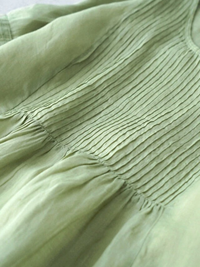 Women's Casual Dress Cotton Linen Dress White Dress Midi Dress Cotton Blend Basic Casual Outdoor Vacation V Neck Ruched Half Sleeve Summer Spring Fall 2023 Loose Fit White Green Apricot Pure Color M 12 Women's Casual Dress Cotton Linen Dress White Dress Midi Dress Cotton Blend Basic Casual Outdoor Vacation V Neck Ruched Half Sleeve Summer Spring Fall 2023 Loose Fit White Green Apricot Pure Color M - Image 12