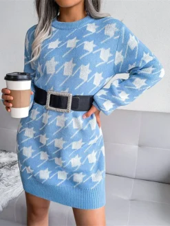 Women's Sweater Dress Jumper Dress Casual Dress Mini Dress Fashion Houndstooth Outdoor Daily Vacation Going Out Crew Neck Long Sleeve 2023 Loose Fit Black Wine Sky Blue S M L 29 Women's Sweater Dress Jumper Dress Casual Dress Mini Dress Fashion Houndstooth Outdoor Daily Vacation Going Out Crew Neck Long Sleeve 2023 Loose Fit Black Wine Sky Blue S M L -Party Prom Dresses Sales Store aiwigg1695031698364