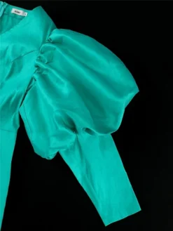 Women's Party Dress Cocktail Dress Satin Dress Midi Dress Green Long Sleeve Pure Color Ruched Spring Fall Winter V Neck Fashion Wedding Guest Vacation Fall Dress 2023 S M L XL XXL 3XL 4XL -Party Prom Dresses Sales Store anbanh1691466186280