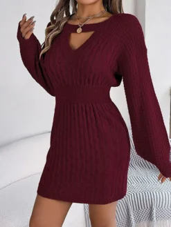 Women's Sweater Dress Jumper Dress Casual Dress Mini Dress Fashion Pure Color Outdoor Daily Going Out Crew Neck Long Sleeve Cut Out 2023 Loose Fit Wine Khaki Gray S M L 26 Women's Sweater Dress Jumper Dress Casual Dress Mini Dress Fashion Pure Color Outdoor Daily Going Out Crew Neck Long Sleeve Cut Out 2023 Loose Fit Wine Khaki Gray S M L -Party Prom Dresses Sales Store aowcrv1695643841867