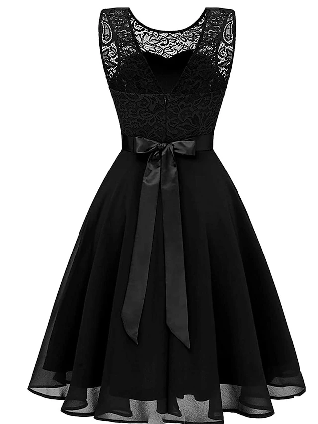 Women‘s Party Dress Lace Dress Knee Length Dress Pink Red Wine Dark Blue Red White Black Sleeveless Pure Color Lace Spring Summer Crew Neck Elegant 2022 XS S M L XL XXL XXXL 6 Women‘s Party Dress Lace Dress Knee Length Dress Pink Red Wine Dark Blue Red White Black Sleeveless Pure Color Lace Spring Summer Crew Neck Elegant 2022 XS S M L XL XXL XXXL - Image 6