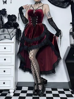 Women's Party Dress Lace Dress Cocktail Dress Midi Dress Black Wine Purple Sleeveless Pure Color Lace Spring Fall Winter Spaghetti Strap Fashion Halloween Birthday Wedding Guest 2023 S M L -Party Prom Dresses Sales Store arogay1694505111479