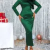 Women‘s Christmas Prom Dress Party Dress Satin Dress Long Dress Maxi Dress Red Blue Green Long Sleeve Pure Color Ruffle Spring Fall Winter Crew Neck Fashion Winter Dress Evening Party Wedding Guest