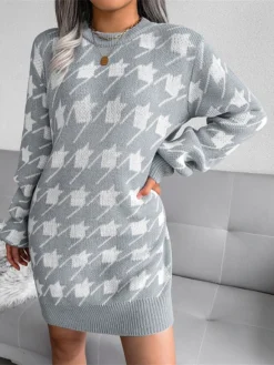 Women's Sweater Dress Jumper Dress Casual Dress Mini Dress Fashion Houndstooth Outdoor Daily Vacation Going Out Crew Neck Long Sleeve 2023 Loose Fit Black Wine Sky Blue S M L 38 Women's Sweater Dress Jumper Dress Casual Dress Mini Dress Fashion Houndstooth Outdoor Daily Vacation Going Out Crew Neck Long Sleeve 2023 Loose Fit Black Wine Sky Blue S M L -Party Prom Dresses Sales Store ataivl1695031703417