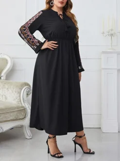 Women's Work Dress Black Dress Semi Formal Dress Fashion Midi Dress Print V Neck Long Sleeve Print Loose Fit Black Spring Fall XL XXL 3XL 4XL 11 Women's Work Dress Black Dress Semi Formal Dress Fashion Midi Dress Print V Neck Long Sleeve Print Loose Fit Black Spring Fall XL XXL 3XL 4XL -Party Prom Dresses Sales Store atdzvd1692602221044