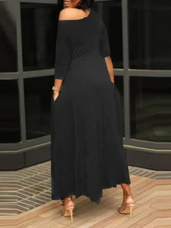 Women's Work Dress Black Dress White Dress Fashion Long Dress Maxi Dress Ruched Pocket One Shoulder 3/4 Length Sleeve Plain Regular Fit Black White Pink Fall S M L XL XXL 15 Women's Work Dress Black Dress White Dress Fashion Long Dress Maxi Dress Ruched Pocket One Shoulder 3/4 Length Sleeve Plain Regular Fit Black White Pink Fall S M L XL XXL -Party Prom Dresses Sales Store aujgem1693203375248