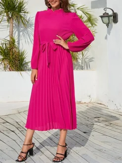 Women's Work Dress Swing Dress Black Dress Fashion Midi Dress Lace Up Ruched Crew Neck Long Sleeve Plain Loose Fit Black Blue Green Fall Winter S M L XL XXL 39 Women's Work Dress Swing Dress Black Dress Fashion Midi Dress Lace Up Ruched Crew Neck Long Sleeve Plain Loose Fit Black Blue Green Fall Winter S M L XL XXL -Party Prom Dresses Sales Store avcyqj1693300623579