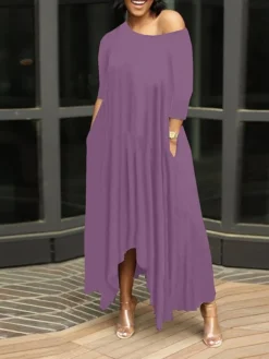 Women's Work Dress Black Dress White Dress Fashion Long Dress Maxi Dress Ruched Pocket One Shoulder 3/4 Length Sleeve Plain Regular Fit Black White Pink Fall S M L XL XXL 22 Women's Work Dress Black Dress White Dress Fashion Long Dress Maxi Dress Ruched Pocket One Shoulder 3/4 Length Sleeve Plain Regular Fit Black White Pink Fall S M L XL XXL -Party Prom Dresses Sales Store awikwe1693203377775