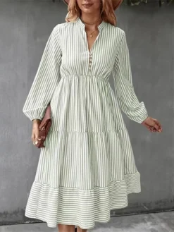 Women's Casual Dress Cotton Linen Dress Swing Dress Midi Dress Polyester Fashion Modern Outdoor Daily Vacation Split Neck Ruffle Button Long Sleeve Fall Winter Autumn 2023 Regular Fit Light Green 16 Women's Casual Dress Cotton Linen Dress Swing Dress Midi Dress Polyester Fashion Modern Outdoor Daily Vacation Split Neck Ruffle Button Long Sleeve Fall Winter Autumn 2023 Regular Fit Light Green -Party Prom Dresses Sales Store axqazm1691462580901