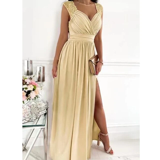 Women‘s Wedding Guest Dress Party Dress Sleeveless Lace Backless Hem Split Beauty Black Red Pink Beige Purple Wine Dress 2022 S M L XL 6 Women‘s Wedding Guest Dress Party Dress Sleeveless Lace Backless Hem Split Beauty Black Red Pink Beige Purple Wine Dress 2022 S M L XL - Image 6