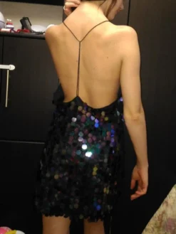 Women‘s Party Dress Sequin Dress Homecoming Dress Cocktail Dress Mini Dress Dark Blue Sleeveless Pure Color Sparkly Glitter Sequins Summer Spring Fall Spaghetti Strap Fashion Vacation Slim -Party Prom Dresses Sales Store azxlxd1692770051012