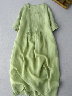 Women's Casual Dress Cotton Linen Dress White Dress Midi Dress Cotton Blend Basic Casual Outdoor Vacation V Neck Ruched Half Sleeve Summer Spring Fall 2023 Loose Fit White Green Apricot Pure Color M 20 Women's Casual Dress Cotton Linen Dress White Dress Midi Dress Cotton Blend Basic Casual Outdoor Vacation V Neck Ruched Half Sleeve Summer Spring Fall 2023 Loose Fit White Green Apricot Pure Color M -Party Prom Dresses Sales Store baevaw1682564020503