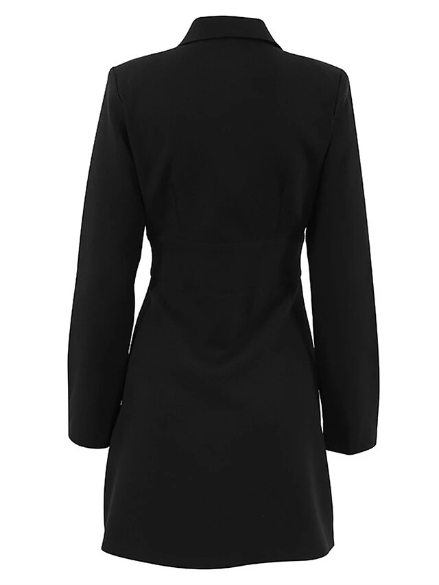 Women's Work Dress Blazer Dress Sheath Dress Fashion Office Daily Workfashion Mini Dress Button Lapel Long Sleeve Plain Regular Fit Black Fall Winter S M L 6 Women's Work Dress Blazer Dress Sheath Dress Fashion Office Daily Workfashion Mini Dress Button Lapel Long Sleeve Plain Regular Fit Black Fall Winter S M L - Image 6