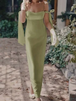 Women‘s Party Dress Satin Dress Sheath Dress Long Dress Maxi Dress Green Black Blue Sleeveless Pure Color Mesh Spring Summer Off Shoulder Modern Party Slim 2023 S M L XL XXL -Party Prom Dresses Sales Store bdmlqw1645181426426