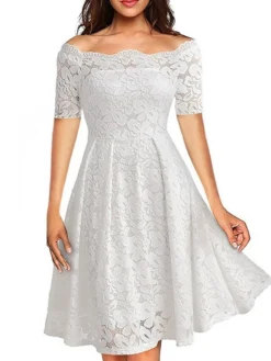 Women‘s Party Dress Homecoming Dress Lace Dress Midi Dress Black Wine Dusty Blue Long Sleeve Pure Color Lace Fall Spring Off Shoulder Elegant Winter Dress Wedding Guest 2023 -Party Prom Dresses Sales Store bfgqle1675676240844