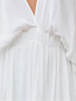 Women's Long Dress Maxi Dress Party Dress Swing Dress A Line Dress Pure Color Basic Casual Holiday Date Beach Backless Split Half Sleeve V Neck Dress Loose Fit White Yellow Orange Spring Summer S M L -Party Prom Dresses Sales Store bggxcg1673321894335