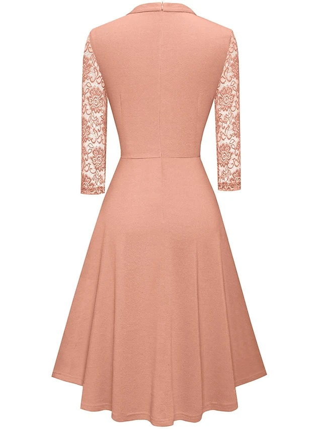 Women's Work Dress Semi Formal Dress A Line Dress Fashion Midi Dress Hollow Out Crew Neck Long Sleeve Plain Regular Fit Black Pink Wine Fall Winter S M L XL XXL 17 Women's Work Dress Semi Formal Dress A Line Dress Fashion Midi Dress Hollow Out Crew Neck Long Sleeve Plain Regular Fit Black Pink Wine Fall Winter S M L XL XXL - Image 17