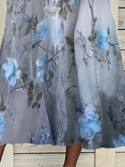 Women's Two Piece Dress Set Casual Dress Print Dress Outdoor Daily Fashion Modern Pocket Print Midi Dress Crew Neck Half Sleeve Floral Regular Fit Blue Summer Spring S M L XL XXL -Party Prom Dresses Sales Store bhtbpg1684476868316