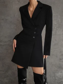 Women's Work Dress Blazer Dress Sheath Dress Fashion Office Daily Workfashion Mini Dress Button Lapel Long Sleeve Plain Regular Fit Black Fall Winter S M L 17 Women's Work Dress Blazer Dress Sheath Dress Fashion Office Daily Workfashion Mini Dress Button Lapel Long Sleeve Plain Regular Fit Black Fall Winter S M L -Party Prom Dresses Sales Store bjihjc1695645275819