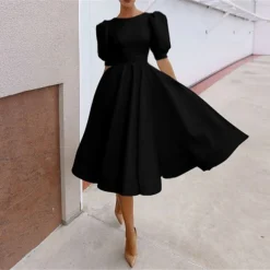 Women's Party Dress Casual Dress Swing Dress Midi Dress Black White Pink Short Sleeve Pure Color Backless Summer Spring Crew Neck Party Party Birthday Spring Dress 2023 S M L XL 2XL -Party Prom Dresses Sales Store bkcoex1681294724147