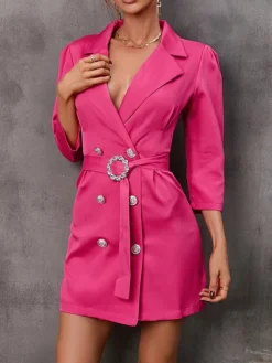 Women's Work Dress Blazer Dress Semi Formal Dress Fashion Mini Dress Button Pocket Shirt Collar 3/4 Length Sleeve Plain Regular Fit Black White Red Fall S M L XL XXL 36 Women's Work Dress Blazer Dress Semi Formal Dress Fashion Mini Dress Button Pocket Shirt Collar 3/4 Length Sleeve Plain Regular Fit Black White Red Fall S M L XL XXL -Party Prom Dresses Sales Store bkveeu1693293963652