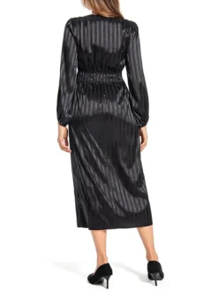 Women's Work Dress Satin Dress Black Dress Fashion Midi Dress Split V Neck Long Sleeve Plain Loose Fit Black Fall Winter S M L XL XXL -Party Prom Dresses Sales Store blokrm1693464437715