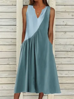 Women's Casual Dress Cotton Linen Dress Swing Dress Midi Dress Cotton Blend Fashion Basic Outdoor Daily Vacation V Neck Ruched Pocket Sleeveless Summer Spring 2023 Loose Fit Black White Blue Plain S 9 Women's Casual Dress Cotton Linen Dress Swing Dress Midi Dress Cotton Blend Fashion Basic Outdoor Daily Vacation V Neck Ruched Pocket Sleeveless Summer Spring 2023 Loose Fit Black White Blue Plain S -Party Prom Dresses Sales Store bqopfm1692674827414