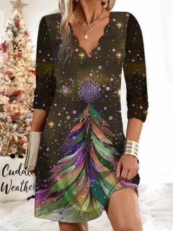 Women's Christmas Work Dress Casual Dress Fashion Winter DressDaily Mini Dress Print V Neck Long Sleeve SnowmanTree Regular Fit Red Brown Green Fall Winter S M L XL XXL 6 Women's Christmas Work Dress Casual Dress Fashion Winter DressDaily Mini Dress Print V Neck Long Sleeve SnowmanTree Regular Fit Red Brown Green Fall Winter S M L XL XXL -Party Prom Dresses Sales Store brbckx1695694677146