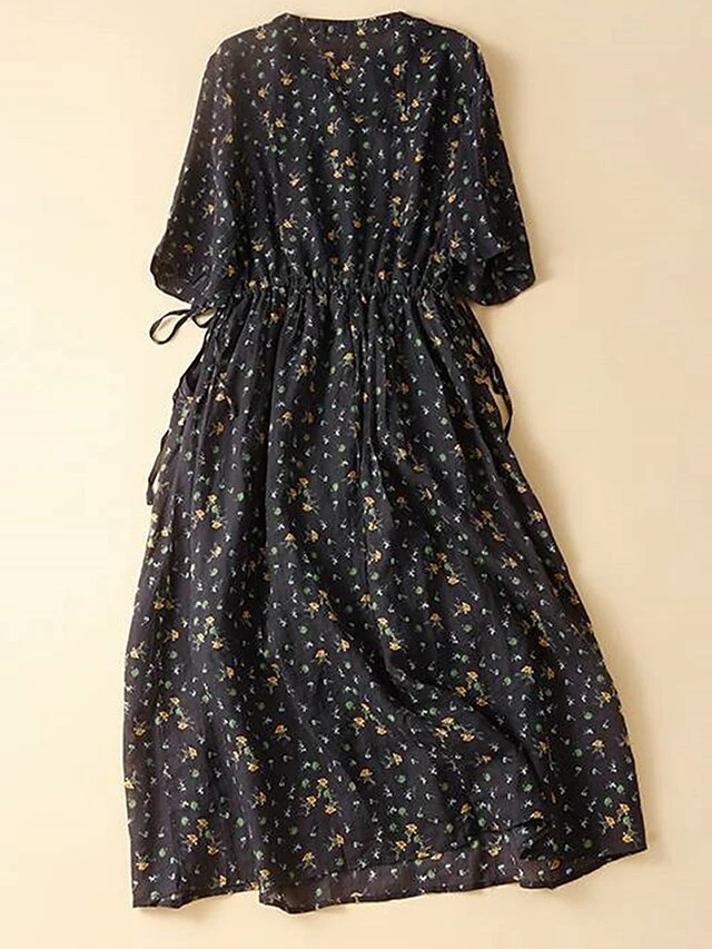 Women's Casual Dress Cotton Linen Dress A Line Dress Midi Dress Linen / Cotton Blend Basic Classic Outdoor Daily Vacation Split Neck Button Pocket 3/4 Length Sleeve Spring Fall Autumn 2023 Loose Fit 5 Women's Casual Dress Cotton Linen Dress A Line Dress Midi Dress Linen / Cotton Blend Basic Classic Outdoor Daily Vacation Split Neck Button Pocket 3/4 Length Sleeve Spring Fall Autumn 2023 Loose Fit - Image 5