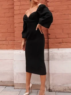 Women's Work Dress Sheath Dress Semi Formal Dress Fashion Winter Dress Office Daily Midi Dress Backless Off Shoulder Long Sleeve Plain Regular Fit Black Wine Fall Winter S M L 6 Women's Work Dress Sheath Dress Semi Formal Dress Fashion Winter Dress Office Daily Midi Dress Backless Off Shoulder Long Sleeve Plain Regular Fit Black Wine Fall Winter S M L -Party Prom Dresses Sales Store buoxlm1697098983996
