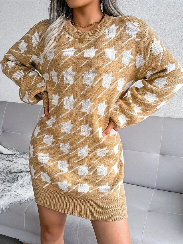 Women's Sweater Dress Jumper Dress Casual Dress Mini Dress Fashion Houndstooth Outdoor Daily Vacation Going Out Crew Neck Long Sleeve 2023 Loose Fit Black Wine Sky Blue S M L 13 Women's Sweater Dress Jumper Dress Casual Dress Mini Dress Fashion Houndstooth Outdoor Daily Vacation Going Out Crew Neck Long Sleeve 2023 Loose Fit Black Wine Sky Blue S M L - Image 13