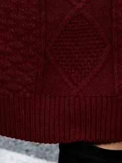 Women's Sweater Dress Jumper Dress Casual Dress Midi Dress Fashion Color Block Outdoor Holiday Vacation Going Out Round Neck Long Sleeve Patchwork 2023 Loose Fit Wine Khaki S M L XL -Party Prom Dresses Sales Store byngxb1697537961154