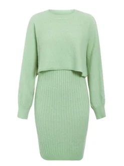 Women's Two Piece Dress Set Casual Dress Skirt Set Daily Going Out Fashion Streetwear Print Mini Dress Crew Neck Long Sleeve Plain Regular Fit Black Yellow Light Green Fall Winter M -Party Prom Dresses Sales Store bzixpd1693295679645