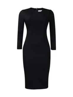 Women's Work Dress Sheath Dress Black Dress Fashion Midi Dress Ruched Split Crew Neck Long Sleeve Plain Regular Fit Black White Red Fall Winter S M L XL XXL -Party Prom Dresses Sales Store ccapzu1693206408735