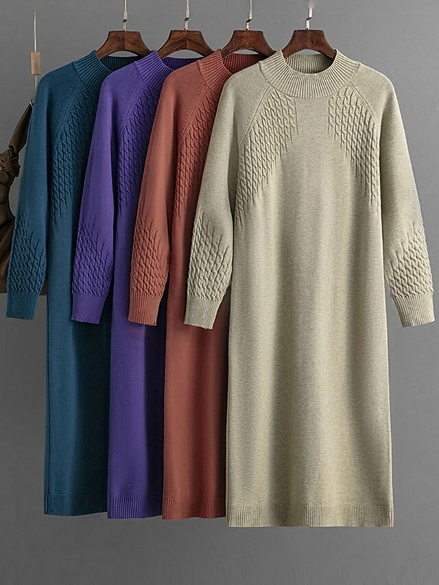 Women's Sweater Dress Jumper Dress Winter Dress Midi Dress Fashion Plain Outdoor Holiday Vacation Going Out Crew Neck Long Sleeve 2023 Loose Fit Black Blue Purple One Size 1 Women's Sweater Dress Jumper Dress Winter Dress Midi Dress Fashion Plain Outdoor Holiday Vacation Going Out Crew Neck Long Sleeve 2023 Loose Fit Black Blue Purple One Size