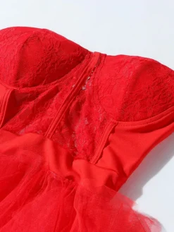 Women‘s Prom Party Dress Black Dress Long Dress Maxi Dress Red Sleeveless Pure Color Lace Winter Fall Autumn Strapless Party 2023 S M L XL XXL 3XL 4XL 5XL -Party Prom Dresses Sales Store ceszuz1676616439933