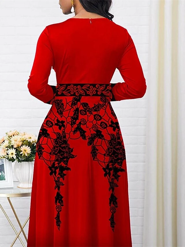 Women‘s Christmas Party Dress Swing Dress Long Dress Maxi Dress Green Blue Red Long Sleeve Lace Winter Fall Autumn Crew Neck Romantic Party Winter Dress Fall Dress 2022 S M L XL 2XL 3XL 4XL 5XL 5 Women‘s Christmas Party Dress Swing Dress Long Dress Maxi Dress Green Blue Red Long Sleeve Lace Winter Fall Autumn Crew Neck Romantic Party Winter Dress Fall Dress 2022 S M L XL 2XL 3XL 4XL 5XL - Image 5