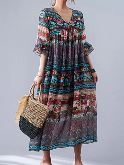 Women's Casual Dress Cotton Linen Dress Swing Dress Midi Dress Linen / Cotton Blend Fashion Classic Outdoor Daily Holiday V Neck Ruched Ruffle 3/4 Length Sleeve Fall Winter Autumn 2023 Loose Fit Blue 17 Women's Casual Dress Cotton Linen Dress Swing Dress Midi Dress Linen / Cotton Blend Fashion Classic Outdoor Daily Holiday V Neck Ruched Ruffle 3/4 Length Sleeve Fall Winter Autumn 2023 Loose Fit Blue -Party Prom Dresses Sales Store chjnqw1693553155168