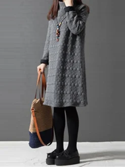 Women's Work Dress Black Dress A Line Dress Fashion Midi Dress Ruched Turtleneck Long Sleeve Plain Loose Fit Black Wine Gray Fall Winter M L XL XXL 13 Women's Work Dress Black Dress A Line Dress Fashion Midi Dress Ruched Turtleneck Long Sleeve Plain Loose Fit Black Wine Gray Fall Winter M L XL XXL -Party Prom Dresses Sales Store ciblhg1693299481870