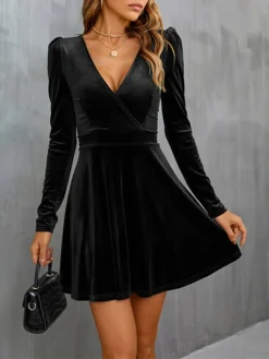 Women‘s Wedding Guest Dress Homecoming Dress Party Dress Velvet Dress Green Casual Dress Wine Army Green Black Long Sleeve Pure Color Ruched Velvet Winter Fall V Neck Casual Modern 25 Women‘s Wedding Guest Dress Homecoming Dress Party Dress Velvet Dress Green Casual Dress Wine Army Green Black Long Sleeve Pure Color Ruched Velvet Winter Fall V Neck Casual Modern -Party Prom Dresses Sales Store clyiwp1661941388308