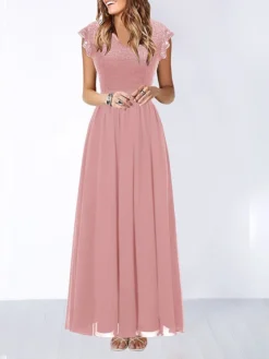 Women‘s Party Dress Homecoming Dress Wedding Guest Dress Corset Dress Lace Dress Long Dress Maxi Dress Black Pink Khaki Sleeveless Pure Color Lace Spring Summer V Neck Modern 2023 XS S M L XL XXL 3XL -Party Prom Dresses Sales Store cmmnyf1678715600793