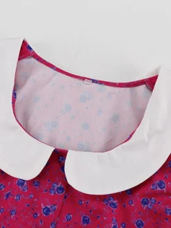 Women's Work Dress Casual Dress Shift Dress Fashion Winter Dress Daily Midi Dress Lace Up Patchwork Shirt Collar Long Sleeve Floral Color Block Regular Fit Pink Red Fall Winter S M L -Party Prom Dresses Sales Store cmvziu1695645262719