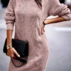 Women‘s Sweater Dress Winter Dress Sheath Dress Blue Pink Army Green Khaki Dark Gray Black Long Sleeve Pure Color Knit Winter Fall Turtleneck Casual Mature Fit 2022 S M L XL