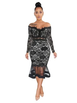 Women‘s Party Dress Wedding Guest Dress Mini Dress Black White Long Sleeve Fall Spring Summer Off Shoulder Party Party Winter Dress Evening Party 2023 S M L XL 2XL -Party Prom Dresses Sales Store cpcmev1649830445516