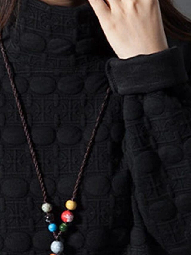 Women's Work Dress Black Dress A Line Dress Fashion Midi Dress Ruched Turtleneck Long Sleeve Plain Loose Fit Black Wine Gray Fall Winter M L XL XXL 8 Women's Work Dress Black Dress A Line Dress Fashion Midi Dress Ruched Turtleneck Long Sleeve Plain Loose Fit Black Wine Gray Fall Winter M L XL XXL - Image 8