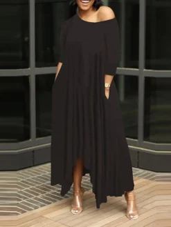 Women's Work Dress Black Dress White Dress Fashion Long Dress Maxi Dress Ruched Pocket One Shoulder 3/4 Length Sleeve Plain Regular Fit Black White Pink Fall S M L XL XXL 14 Women's Work Dress Black Dress White Dress Fashion Long Dress Maxi Dress Ruched Pocket One Shoulder 3/4 Length Sleeve Plain Regular Fit Black White Pink Fall S M L XL XXL -Party Prom Dresses Sales Store cpqljg1693203374364